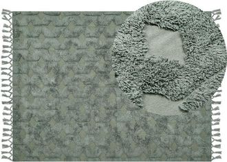 Beliani Rug KARS Green 140 x 200 cm Cotton