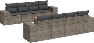 vidaXL Set De Muebles De Jard&iacute;n 9 Pzas Y Cojines Rat&aacute;n Sint&eacute;tico Gris Vidaxl