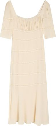 Reformation Laverna Lace-trim Chiffon Midi Dress - Cream - 10 (UK14 / L)