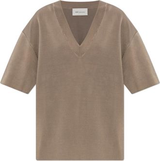 Ami T-shirt met V-hals - Dames - T-shirts - Bruin - M - Wol - Tops