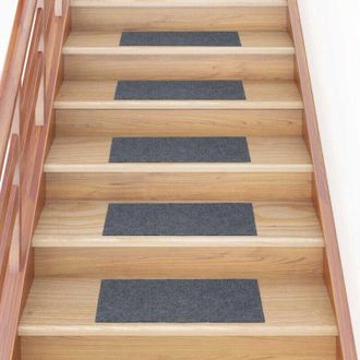 vidaXL Vidaxl - Felpudos Autoadhesivos Para Escaleras, 30 Unidades, 60 X 25 Cm, Gris Claro, Rectangulares