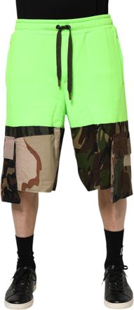 Dolce & Gabbana Green Patchwork Cargo Bermuda Men Shorts Cotton