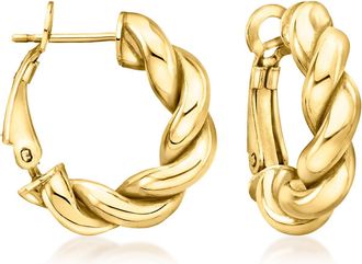 Ross-Simons Italian 18kt Gold Over Sterling Twisted Huggie Hoop Earrings