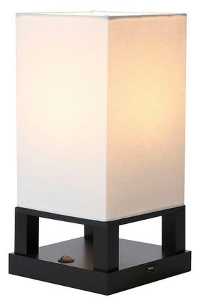 Brightech Maxwell Table 14 Modern LED Japandi-Inspired Bedside Table Lamp with USB Charging Port, Bulb Included in Black at Nordstrom