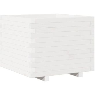 vidaXL Vidaxl - Jardinera Madera Maciza De Pino Blanco 60x60x49,5 Cm
