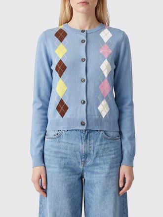 Ganni Cardigan slim fit in cotone con motivo a rombi