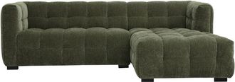 Miliboo Sof&aacute; De Esquina Derecho Dise&ntilde;o 3 Plazas En Tela Efecto Terciopelo Verde Kaki Corto