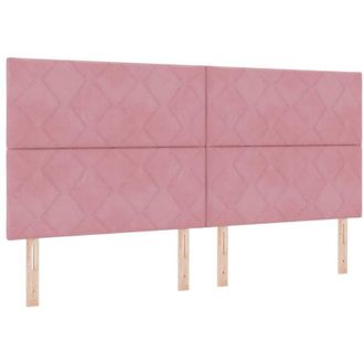 vidaXL Box Spring Bed with Mattress Pink 200 x 200 cm Fabric vidaXL