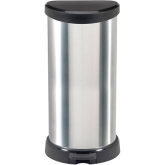 Dmora Contenedor De Basura Suni, Cubo De La Basura, Papelera Para Recogida Selectiva De Residuos, Gabinete De Basura, 31x35 H70 Cm, Plata Y Negro - Dmora