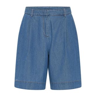 Julie Fagerholt - Heartmade Long Shorts - Dames - Denim shorts - Blauw - XL - Korte Broeken