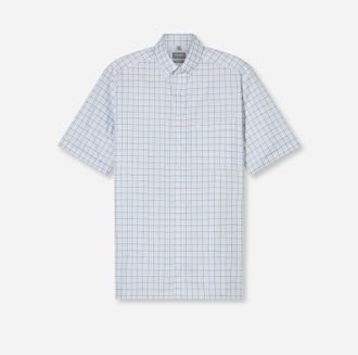 Olymp Kurzarmhemd OLYMP Luxor comfort fit, Herren, Gr. 39, N-Gr, blau (bleu), Web, Obermaterial: 100% Baumwolle, comfort fit, Hemden Kurzarmhemd, b&uuml;gelfrei