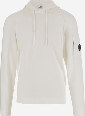 C.P. Company White Long Sleeves Logo Hoodie