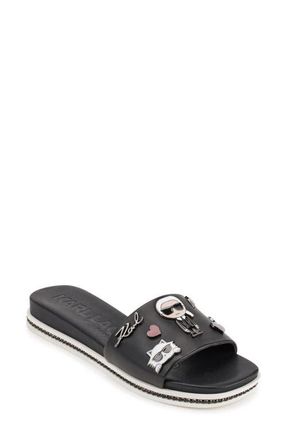 Karl Lagerfeld Jeslyn Cate Pins Embellished Slide Sandal in Black at Nordstrom, Size 6.5