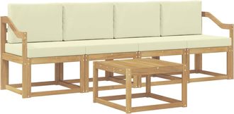 vidaXL Conjunto De Sof&aacute;s De Exterior 5 Uds. Blanco Y Crema Vidaxl