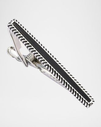 Link Up Men & apos;s Black Obsidian Wavy Frame Tie Bar