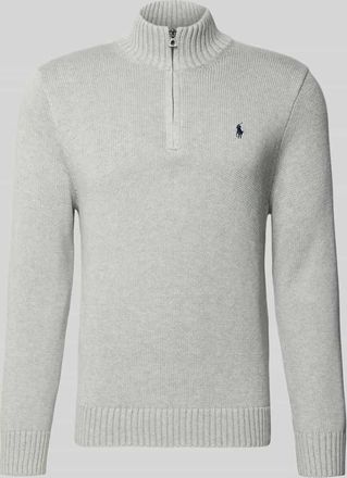 Polo Ralph Lauren Troyer mit Label-Stitching in Hellgrau Melange, Größe XXL