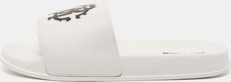 Roberto Cavalli White Rubber Rc Logo Pool Slides