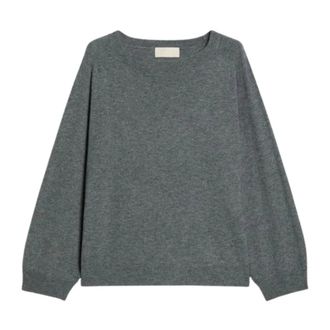 iBlues Trui van wol en kasjmier met rechte pasvorm - Dames - Ronde hals truien - Grijs - M - Wol - Truien & Vesten