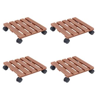 vidaXL Soportes Con Ruedas Para Plantas 4 Uds Marr&oacute;n Wpc 30x30x7,5 Cm Vidaxl