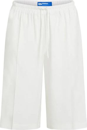 Karl Lagerfeld Relaxed Fit White Shorts with Elastic Waistband