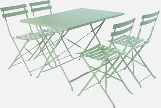 Sweeek Sweeek - Tavolo da giardino bistrot pieghevole in metallo con 4 sedie, 110x70cm