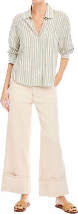 Fifteen Twenty Leighton Ruched Sleeve Shirt In Sage