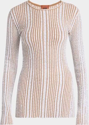 Missoni Paillette Striped Rib Crewneck Sweater