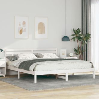 Berkfield Home with Headboard White 180 x 200 cm Solid pine wood