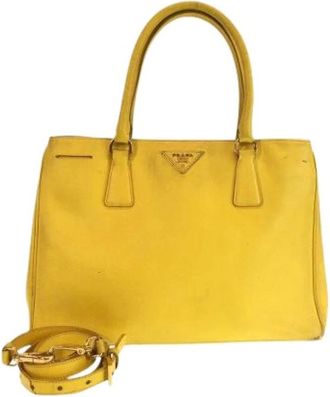 Prada Pre-owned Handbags, female, Yellow, Size: ONE SIZE Pre-owned Saffiano Leather 2way Bag
