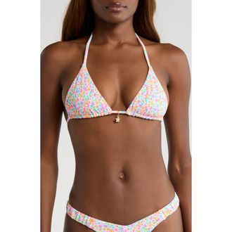 Kulani Kinis Beaded Rib Triangle Bikini Top in Field Trip at Nordstrom, Size X-Large