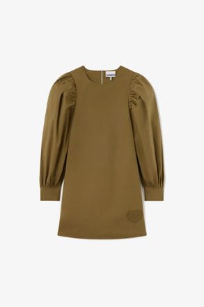 Ganni Green Dress in Cotton - Size 10/12 Organic