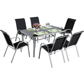 Habitat et Jardin Conjunto De Jard&iacute;n Mesa + 6 Sillas De Textileno c&oacute;rdoba - Negro