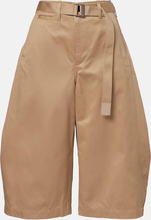 sacai Belted cropped cotton barrel-leg pants