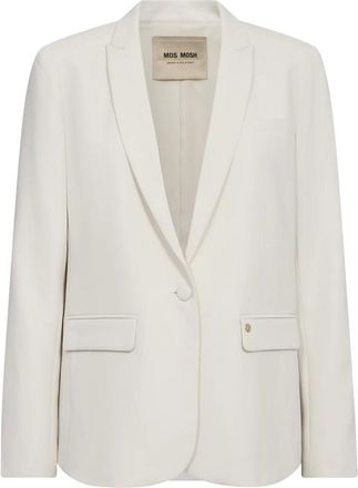 Mos Mosh Blazers, female, White, Size: 2XL Feminine Blazer with V-Neck and Flap Pockets
