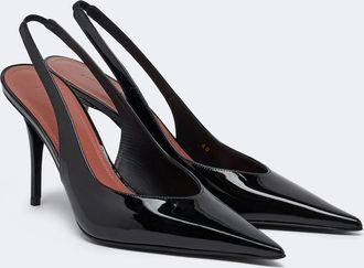 Amina Muaddi Anok patent leather slingback pumps