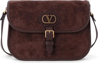 Valentino Garavani Suede Flap Schoudertas - Dames - Schoudertassen - Bruin - ONE Size - Leer - Tassen