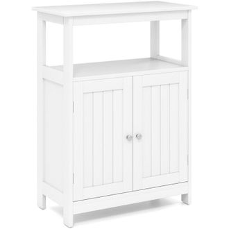 Costway Freestanding Storage Organizer Bathroom Floor Cabinet w/2 Doors-White