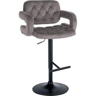 Clp Clp - Taburete De Bar Dublin En Terciopelo Gris Metal Negro Mate
