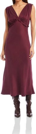 Fifteen Twenty Cierra Ruffle Detail Midi Dress In Wine