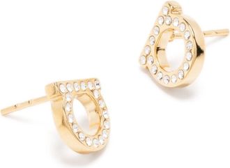 Ferragamo Gancini Crystals Earrings - Gold