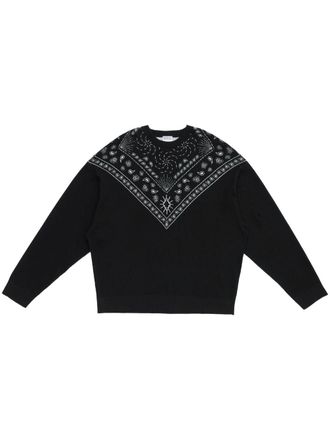 Marcelo Burlon Black Bandana Knit Comfort Crew Neck Sweater