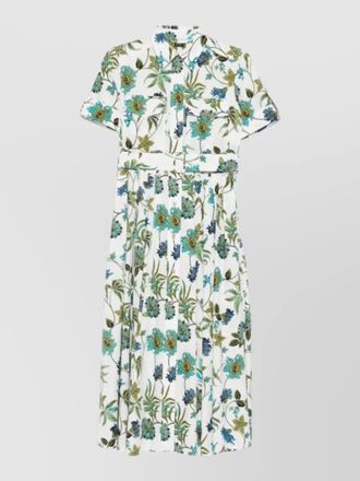 Fay cotton floral-print short-sleeve belted midi dress