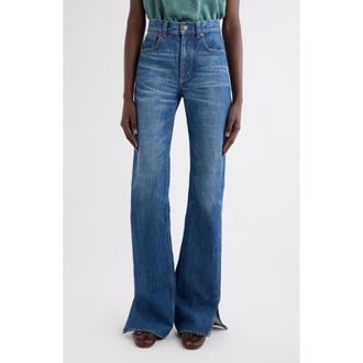 Chloé Split Hem Straight Leg Jeans in Faded Indigo at Nordstrom, Size 28