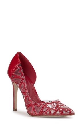 Jessica Simpson Palvin Half dOrsay Pointed Toe Pump in Red Muse/Clear at Nordstrom, Size 5