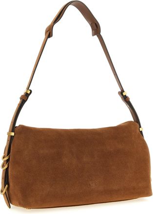 Pinko Suede Flap Shoulder Bag - Brown