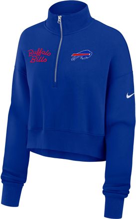 Nike Buffalo Bills Phoenix Nike Womens NFL Cropped 1/4-Zip Crew in Blue | 01N94DA81-DJR