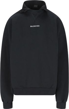 Balenciaga logo-embroidered cotton hoodie - men - Elastane/Cotton/Cotton - M - Black