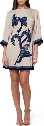 Adelyn Rae Emerson Bell Sleeve Minidress in Beige/Navy at Nordstrom Rack, Size Large