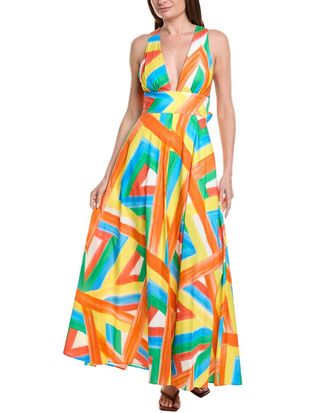 Milly Milly Catarina Multi Stripe Poplin Maxi Dress