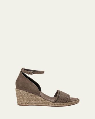 Brunello Cucinelli Suede Espadrille Wedge Sandals
